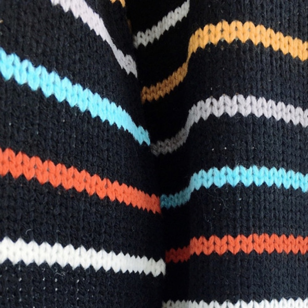 Rainbow Striped Boho Knit Sweater Black Bohemian - Picture 3 of 11